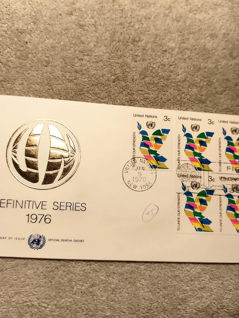 FDC ONU 1976 Definitive Series timbres 3c cachet Genève philatélie