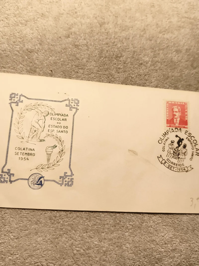 Lettre premier jour Brésil Colatina 1954 Olympíada Escolar timbre oblitéré phila