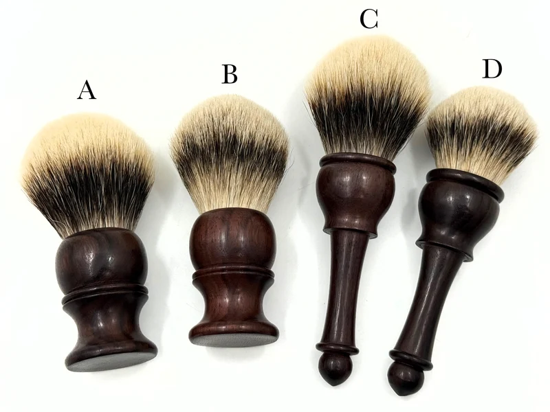 Rosewood Handled Shaving Brush with Silvertip or Two Band Bristles - Choose Your Brush