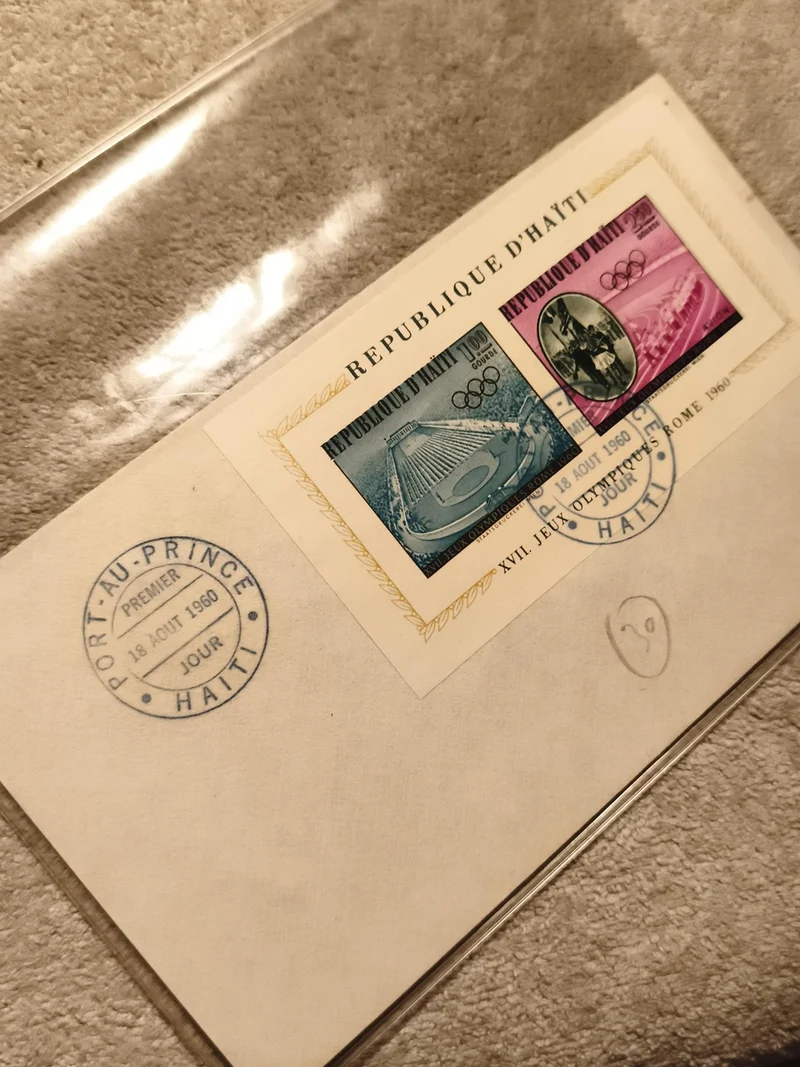 Bloc timbres Haïti Jeux Olympiques Rome 1960 oblitéré premier jour philatélie (R