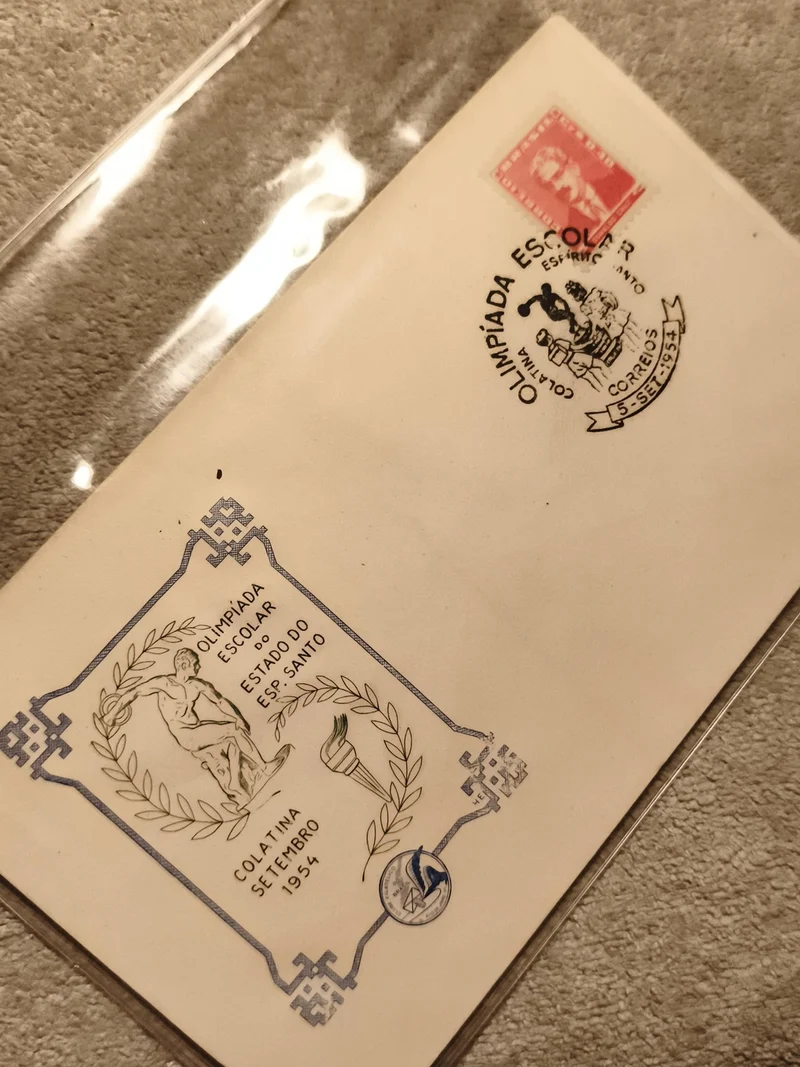 Lettre philatélie Olympíada Escolar Colatina 1954 cachet Brésil (Ref 27)