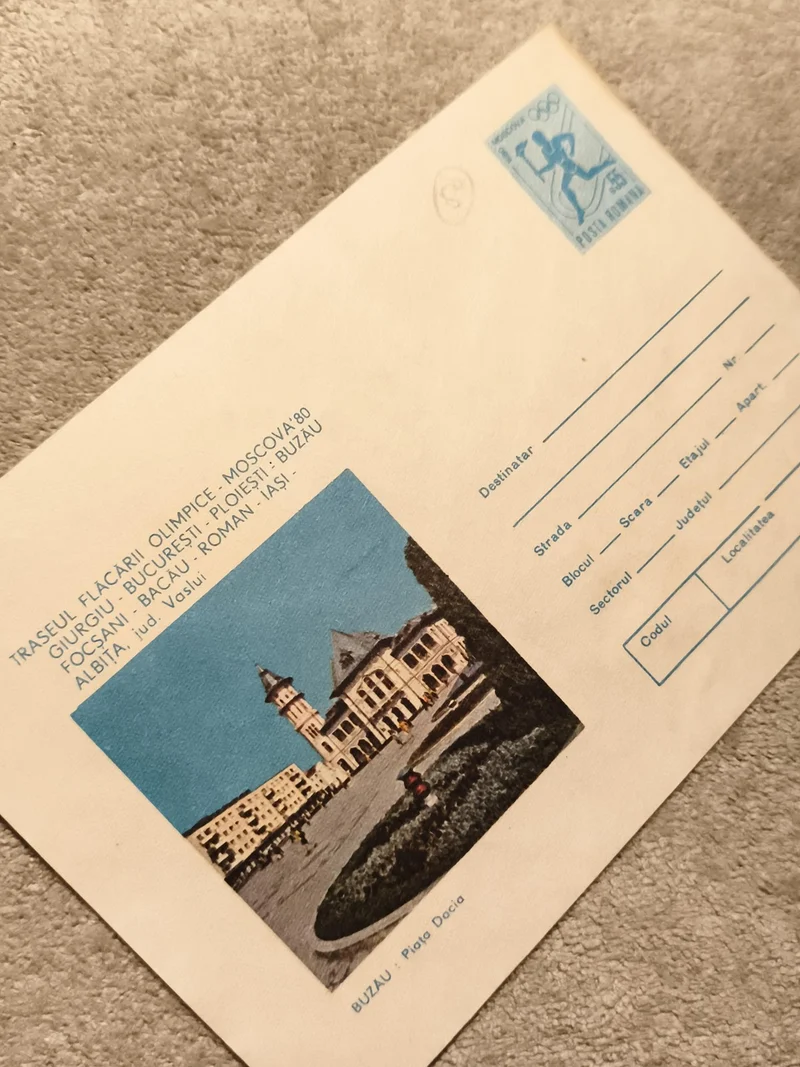 Carte postale philatélique Moscou 1980 Roumanie BUZAU Olympiades timbre