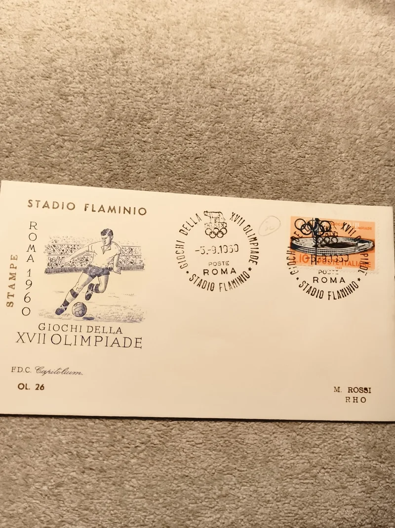 Lettre FDC Rome 1960 Jeux Olympiques Stadio Flaminio oblitération football