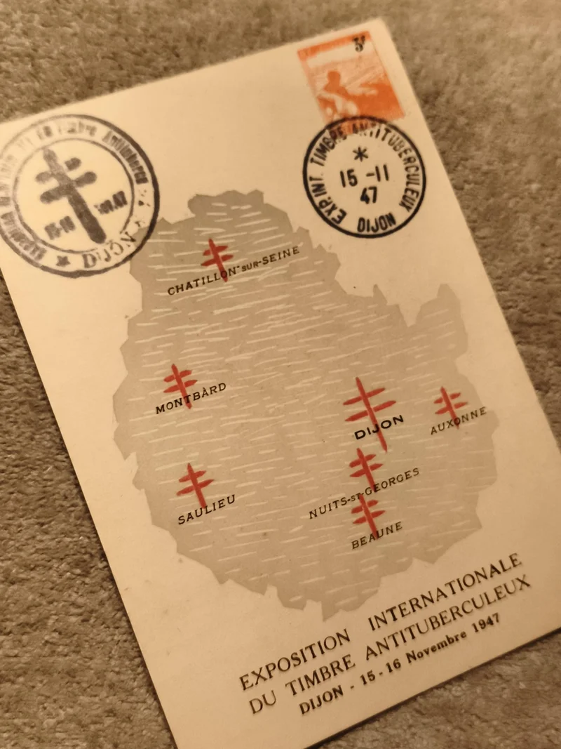 Carte postale Exposition Timbre Antituberculeux Dijon 1947 philatélie (Ref 27)