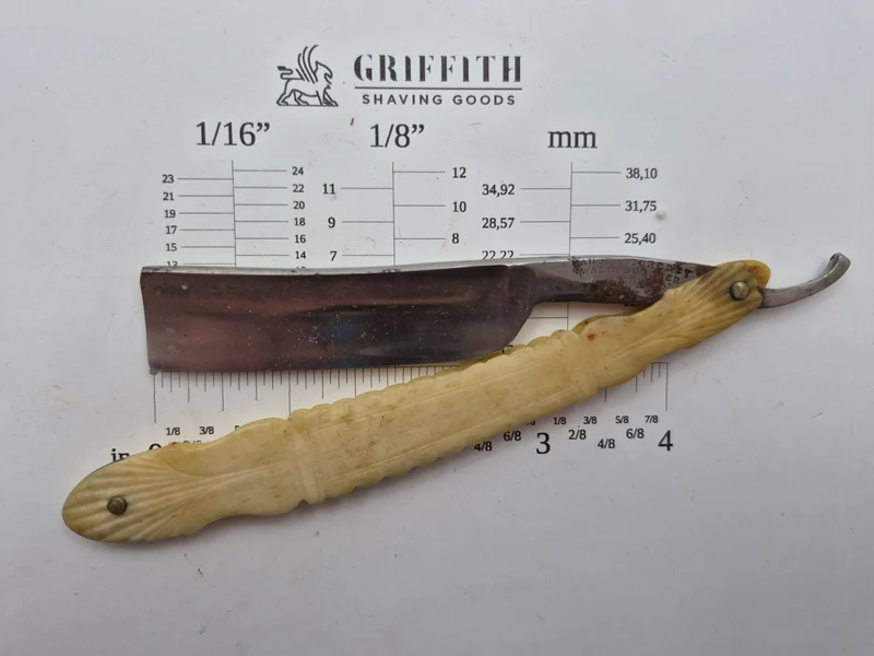 Vintage Wade & Butcher Sheffield Carved Bone Scales Razor for Restoration