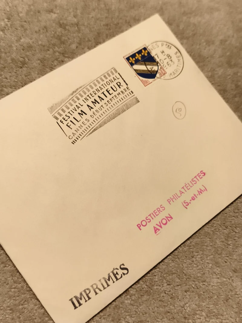 Lettre imprimés Festival International Film Amateur Cannes cachet Avon philatéli