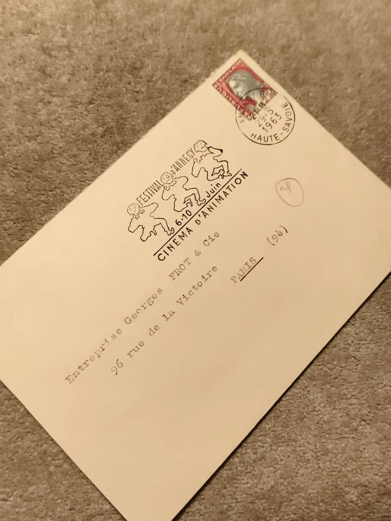 Lettre Festival Annecy 1963 Cinéma Animation timbre oblitéré Haute-Savoie philat
