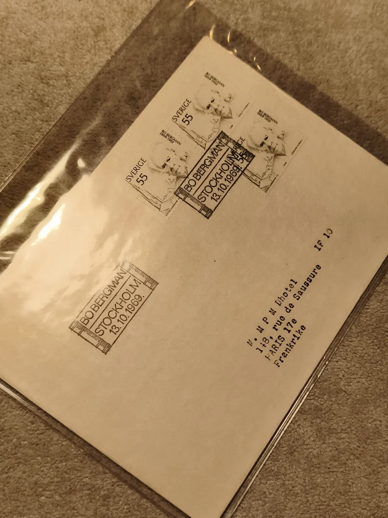 Lettre affranchie Suède 1990 timbres 55 S Stockholm cachet Bobergman philatélie