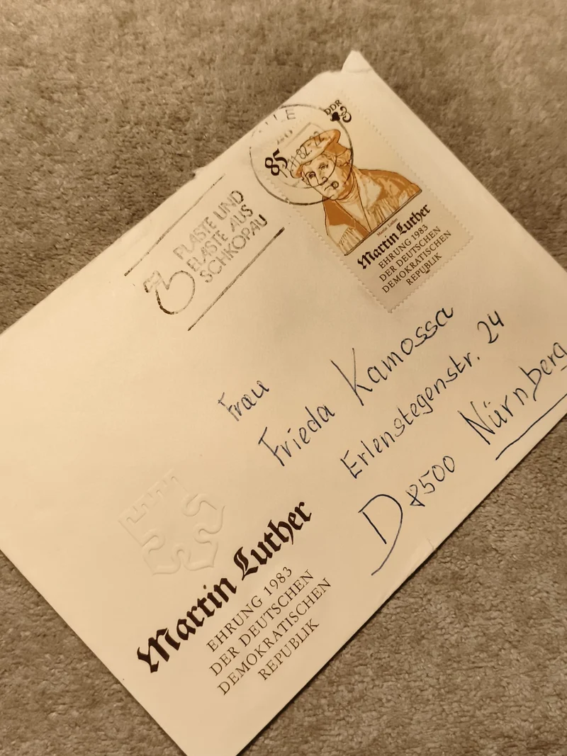 Lettre commémorative Martin Luther RDA 1983 affranchie timbre DDR philatélie (Re