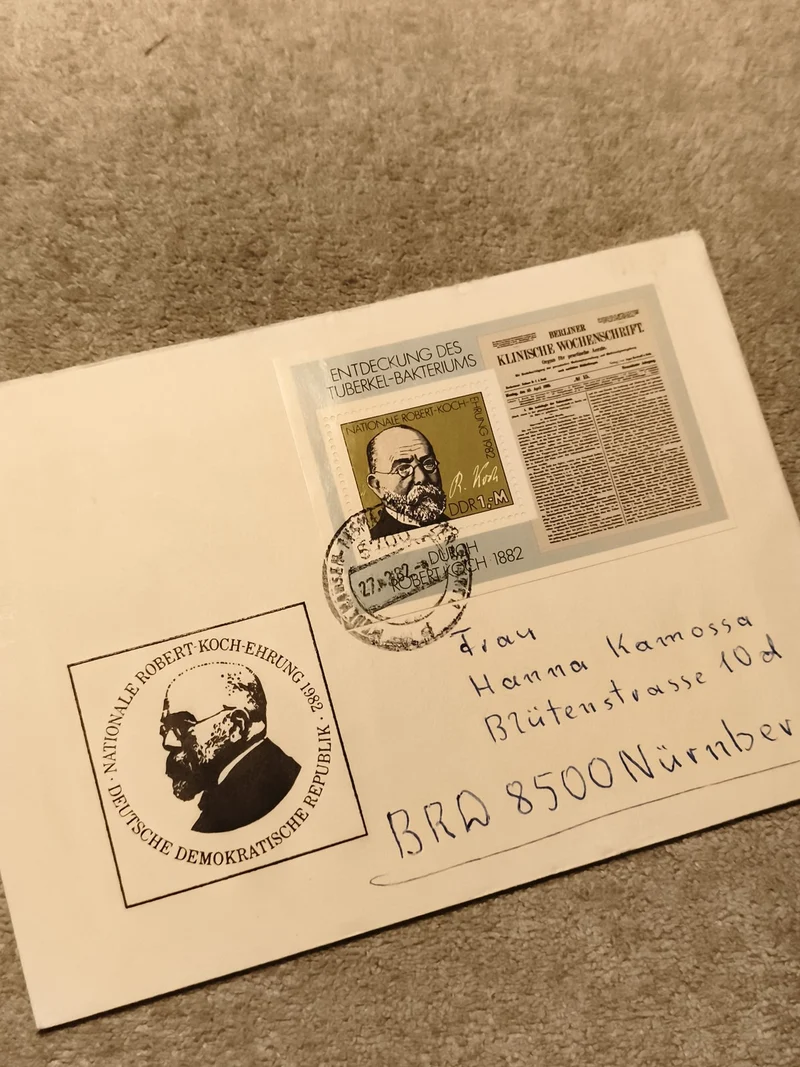 Lettre premier jour DDR Robert Koch 1982 cachet philatélie Allemagne (Ref 27)