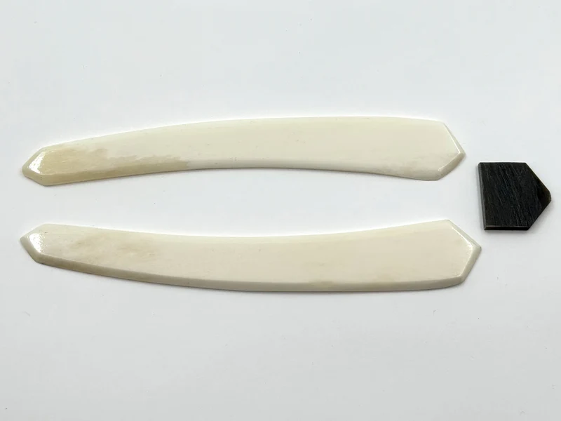 Straight Razor Scales for 7/8-8/8 Blades - Bleached Buffalo Bone with Angled Ends - One Pair/Set