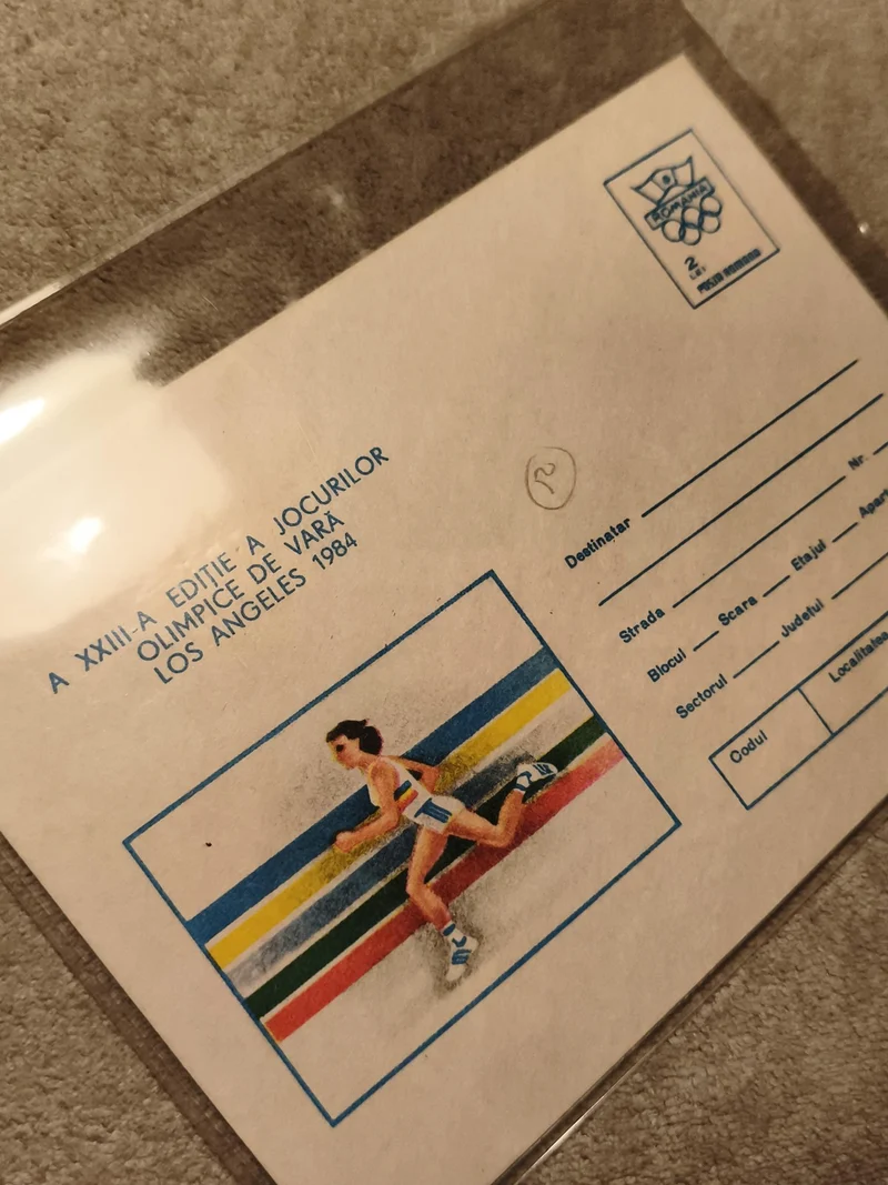 Carte postale philatélie Jeux Olympiques 1984 Los Angeles Roumanie athlétisme (R