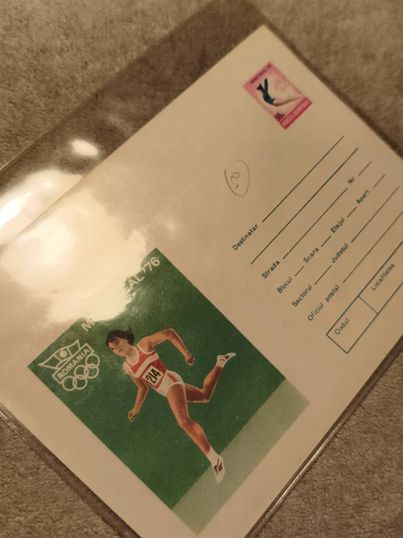 Carte postale philatélique Roumanie JO Montréal 1976 athlétisme (Ref 27)