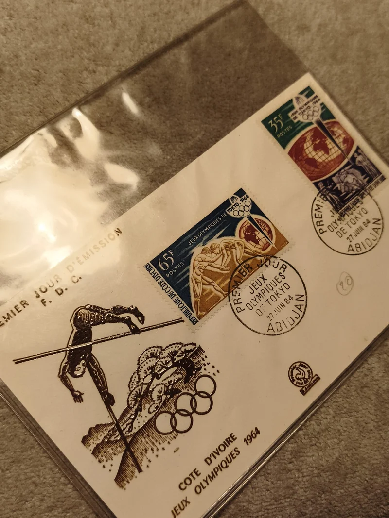 Premier Jour Cote d'Ivoire JO Tokyo 1964 FDC timbres Jeux Olympiques philatélie