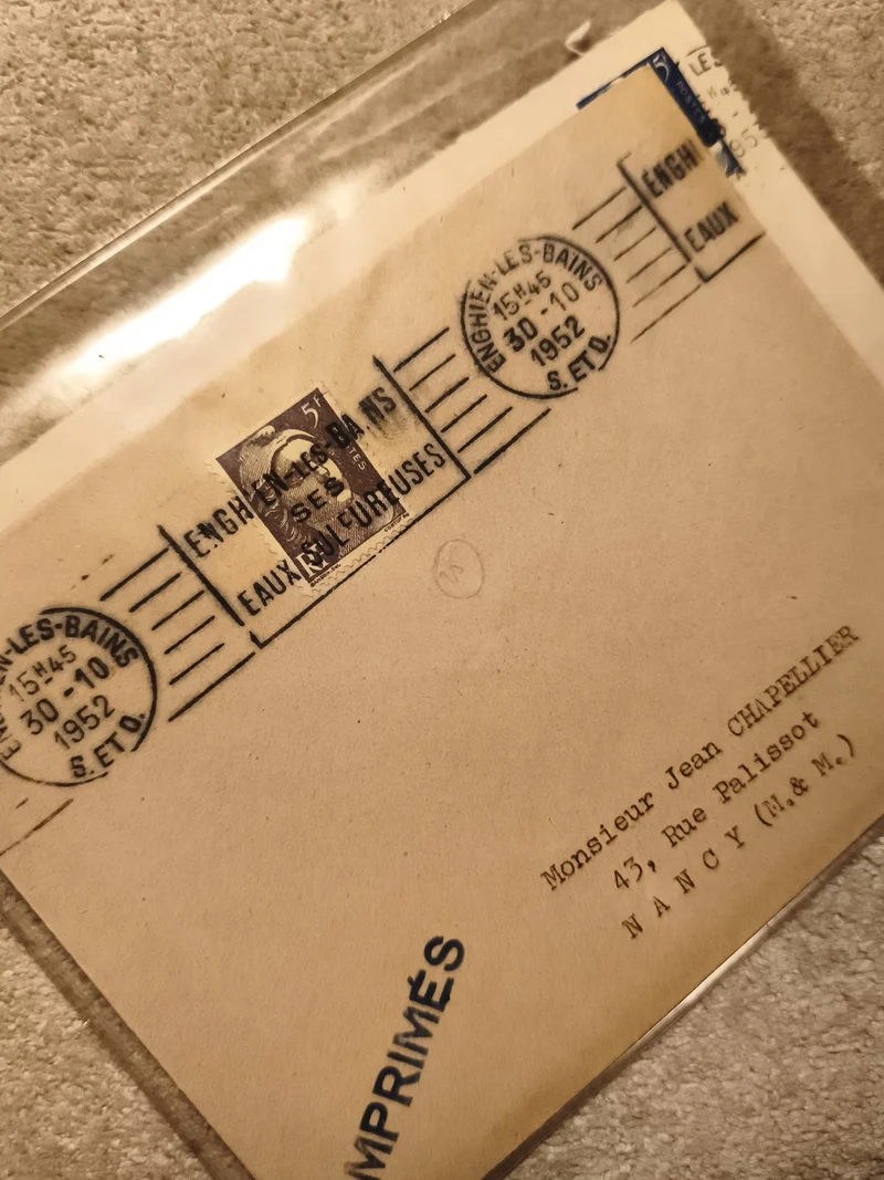 Lettre affranchie France 1952 Enghien-les-Bains timbre 5f imprimés philatélie (R
