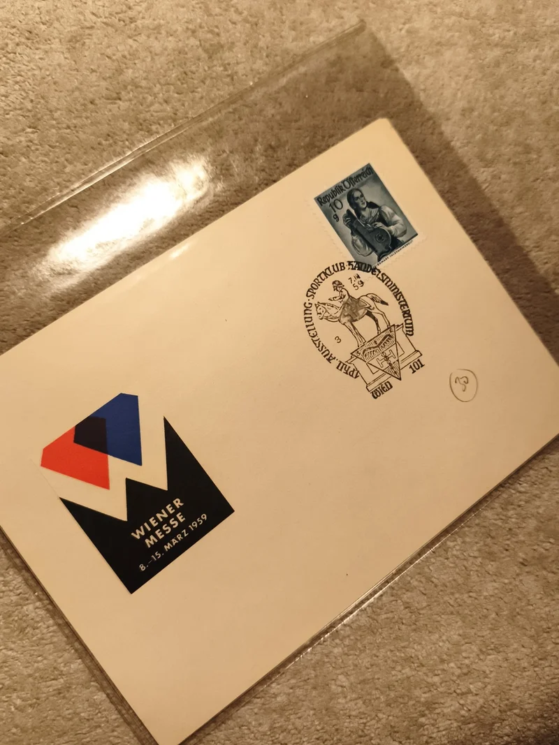 Lettre philatélique Wiener Messe 1959 Autriche timbre 10g oblitérée FDC (Ref 9)