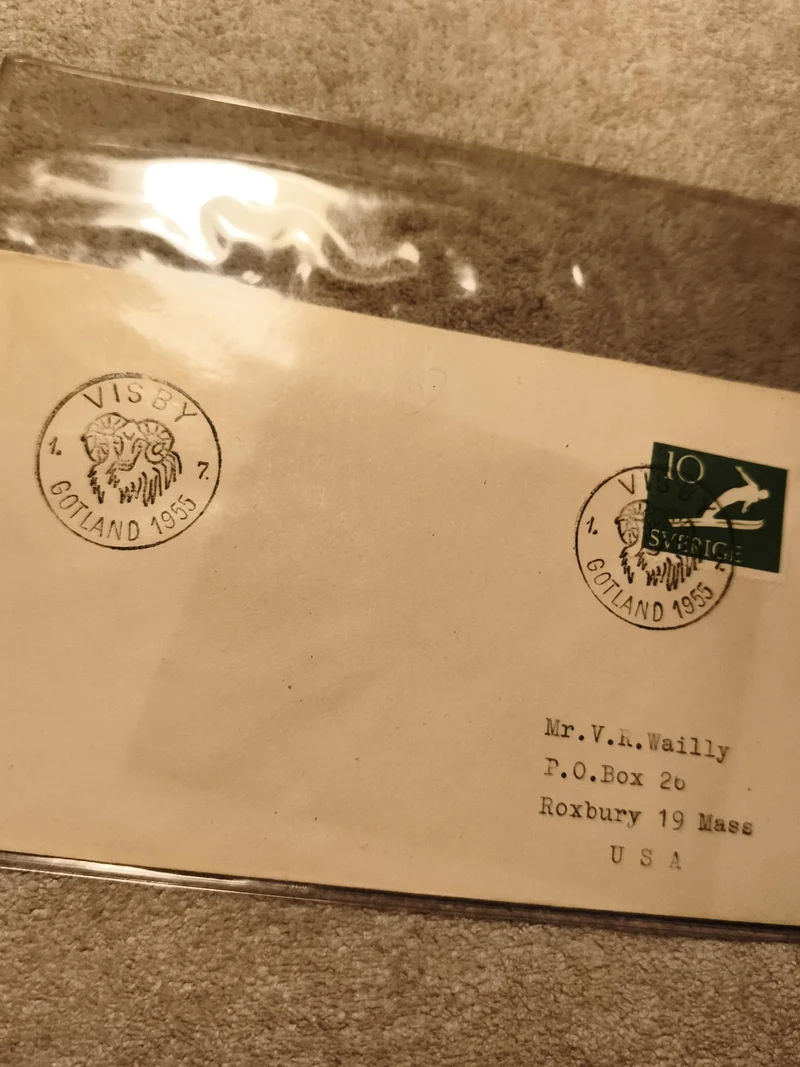 Lettre affranchie Suède Visby Gotland 1955 timbre 10 öre philatélie (Ref 9)
