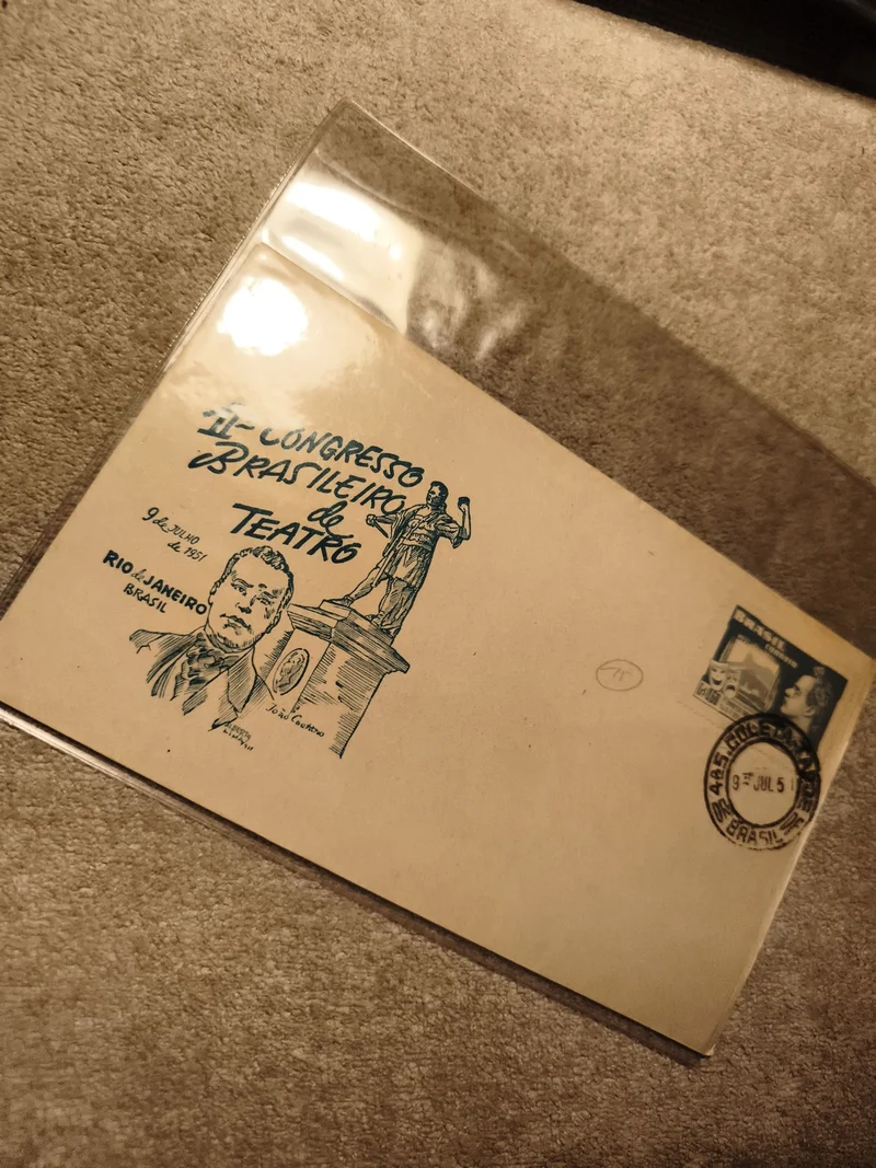 Lettre illustrée II Congresso Brasileiro Teatro 1951 Rio Janeiro philatélie (Ref