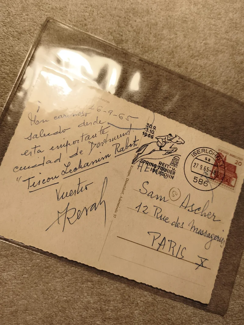Carte postale philatélie oblitérée Iserlohn 1965 écriture manuscrite Paris (Ref