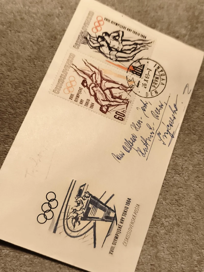 Lettre premier jour JO Tokyo 1964 Tchécoslovaquie timbres oblitérés olympiques