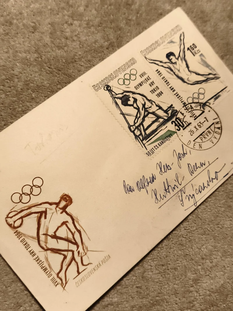 Carte premier jour Tchécoslovaquie JO Tokyo 1964 timbres olympiques