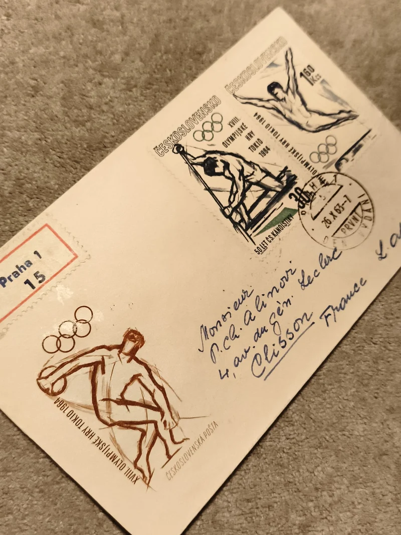 Lettre premier jour JO Tokyo 1964 Tchécoslovaquie affranchie olympique