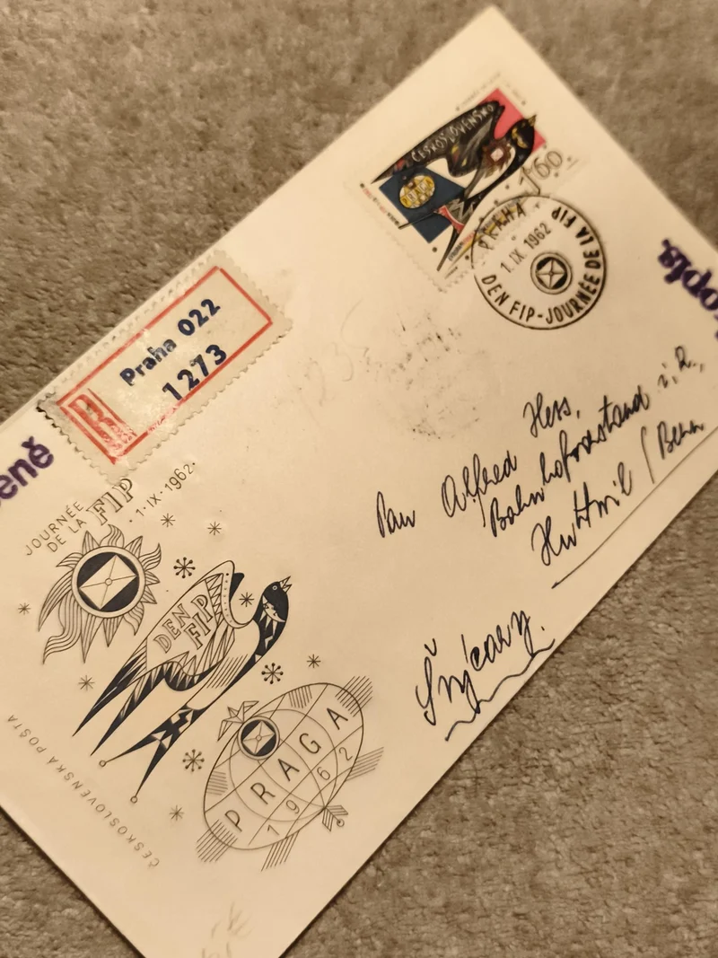 Lettre affranchie Praga 1962 FIP Tchécoslovaquie timbre 1.60 Kčs oblitérée