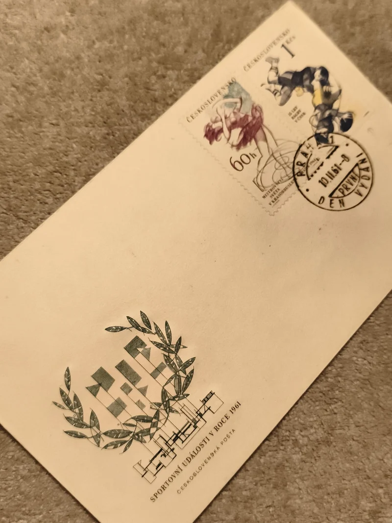Lettre Premier Jour Tchécoslovaquie 1961 Sport timbres oblitérés philatélie (Ref