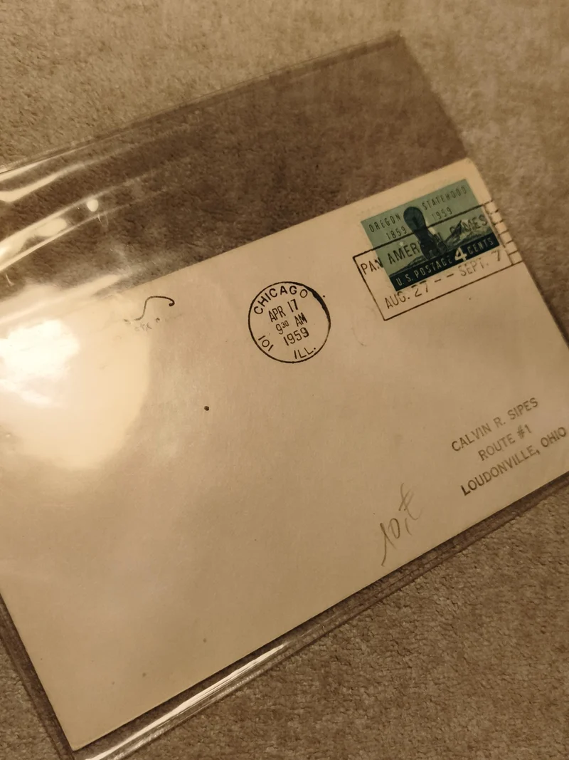 Lettre affranchie USA 1959 timbre Oregon Statehood 4c Chicago Loudonville philat
