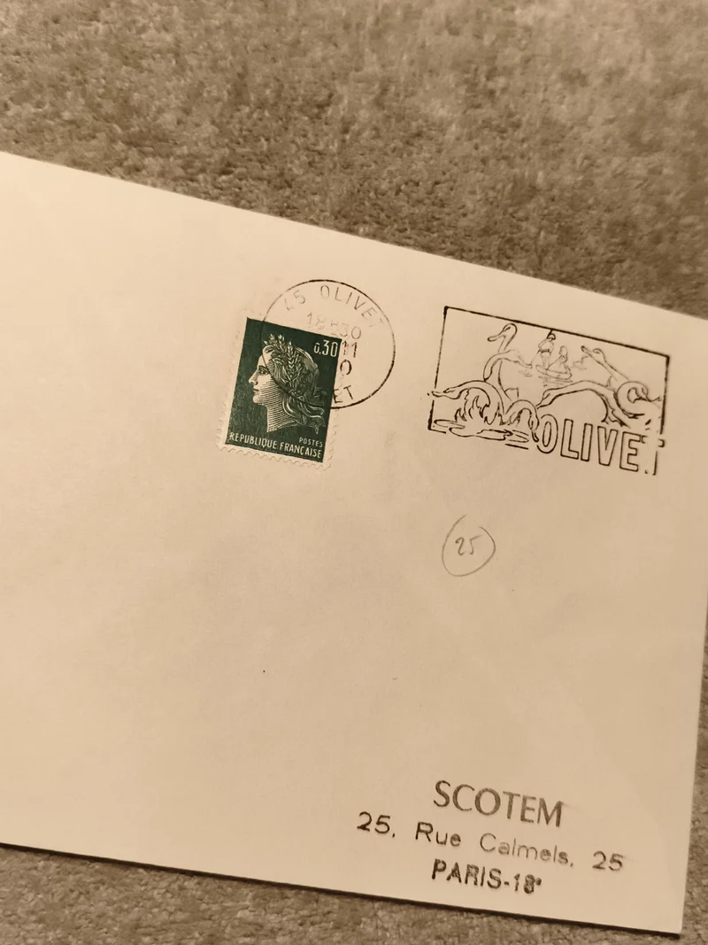 Lettre affranchie Marianne 0,30F SCOTEM Paris cachet 1970 philatélie (Ref 27)