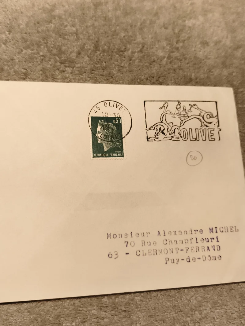 Lettre affranchie Marianne 0,53 FRANCE cachet 45 OLIVET illustration Olive (Ref