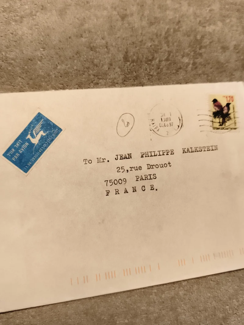 Lettre affranchie timbre oiseau 1,70F, oblitération 1997, Par Avion, philatélie