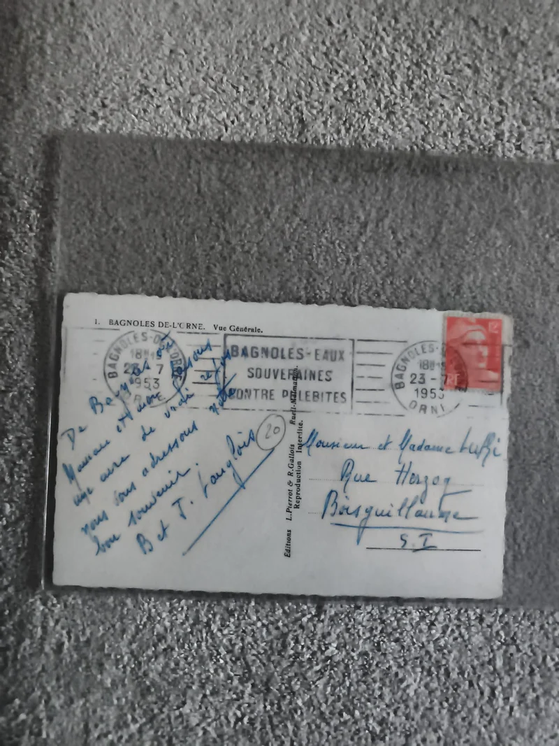 Carte postale Bagnoles-de-l'Orne 1953 timbre 12F oblitérée philatélie