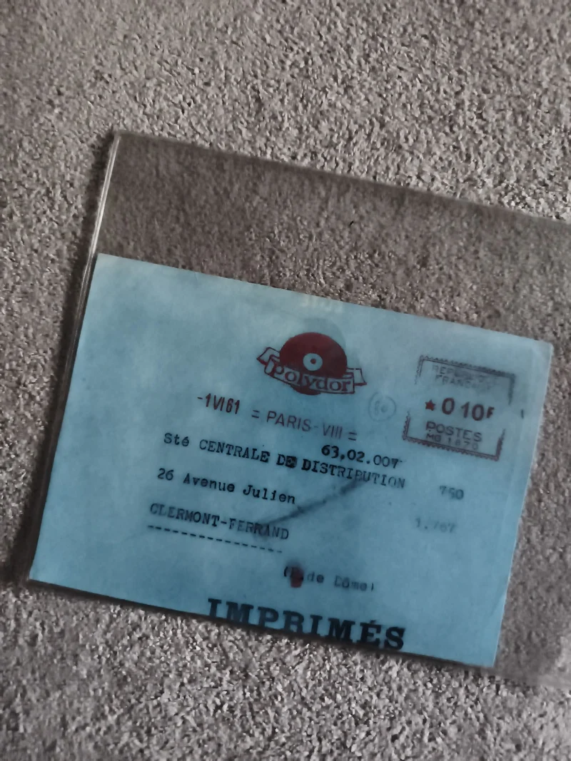 Lettre imprimés Polydor Paris affranchissement 10f philatélie (Ref 27)