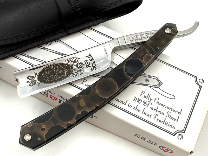 Thiers Issard 6/8 "Roi Soleil" Etch - Composite Moon Scales - Full Hollow Straight Razor