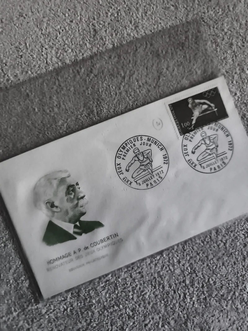 Lettre Premier Jour Jeux Olympiques Munich 1972 Hommage Coubertin Philatélie (Re