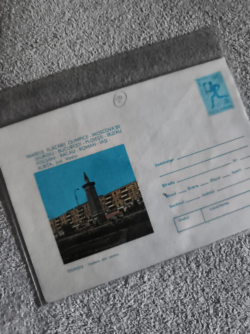 Enveloppe philatélique Moscou 1980 Roumanie illustration monument olympique