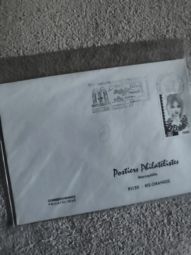 Lettre philatélique oblitérée Postiers Philatélistes Ris-Orangis timbre Marianne