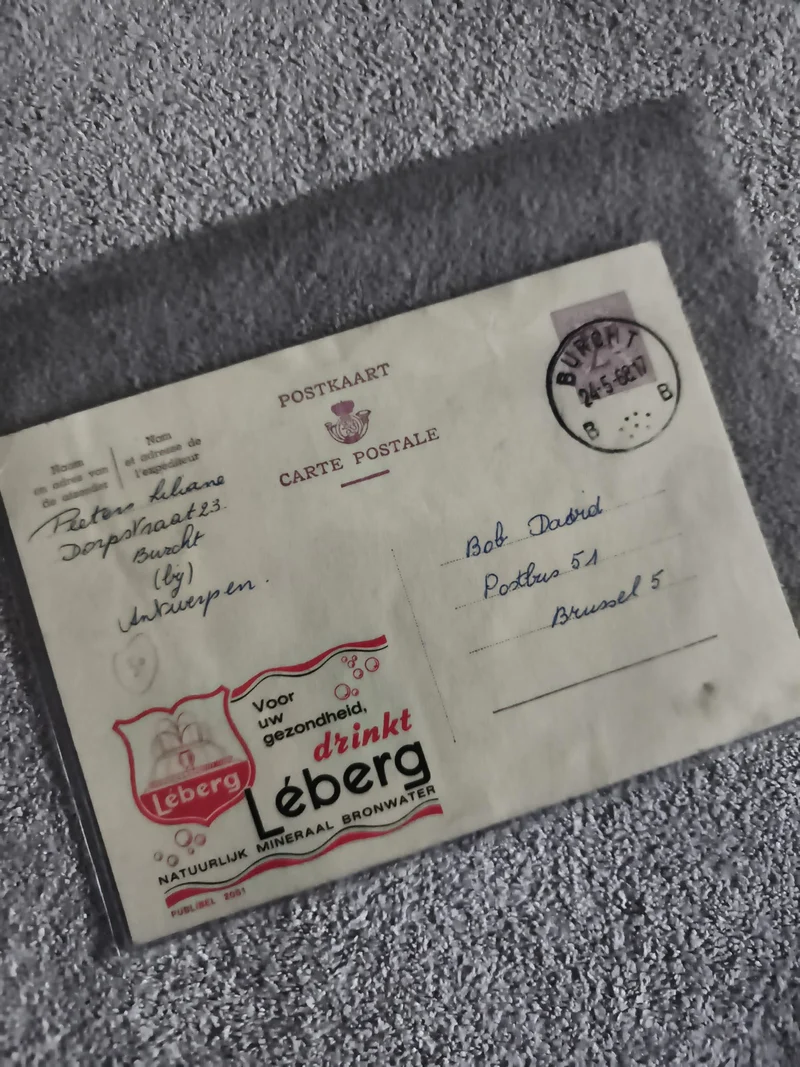 Carte postale publicitaire Léberg Belgique 1947 philatélie pub eau minérale