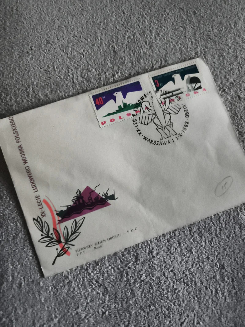 Lettre FDC Pologne XXe armée timbres illustrés militaire philatélie (Ref 27)