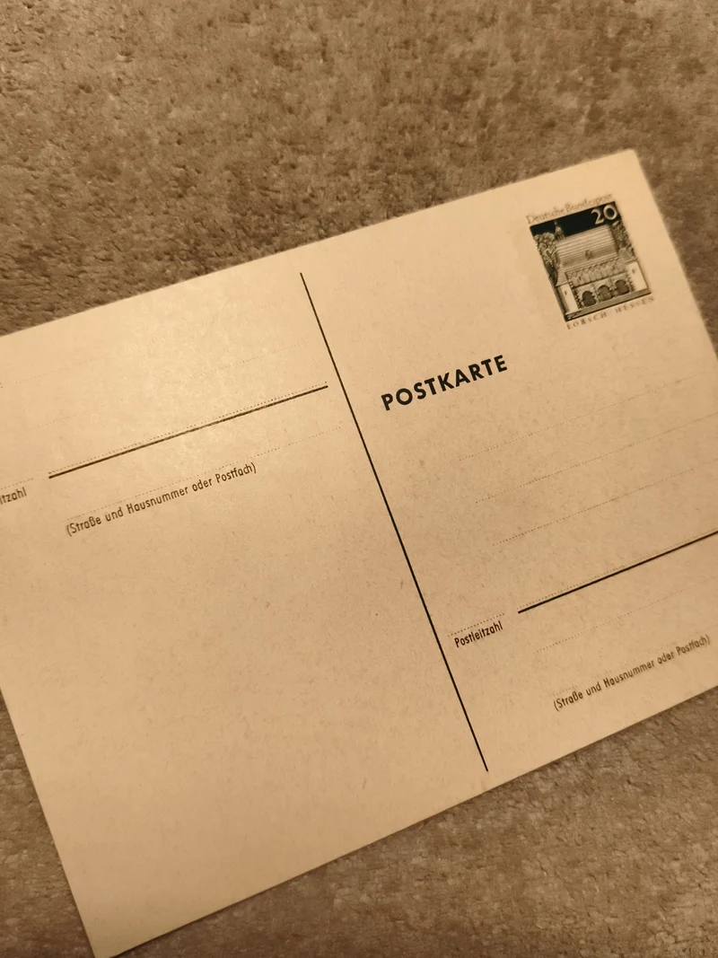 Carte postale allemande timbre intégré 20 Pfennig Postkarte Deutsche Bundespost
