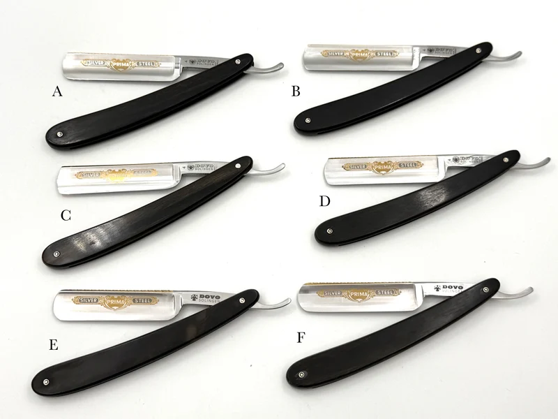 GSG Renewed Dovo "Prima" Ebony Handle 5/8 Etched, Engraved and Gold Washed Full Hollow Solingen Straight Razors (CHOOSE YOUR RAZOR)