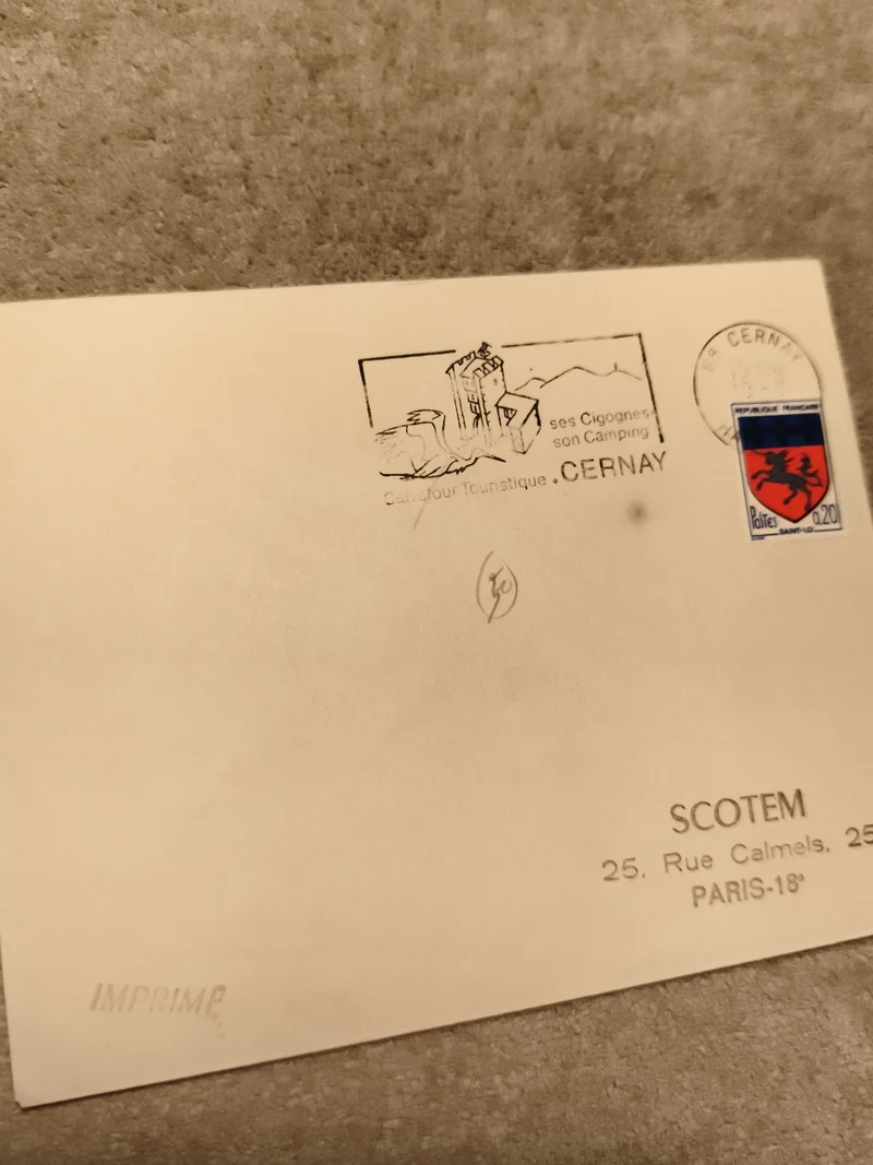 Lettre oblitérée Cernay 1980, timbre 0,20 Poste, illustration cigognes, SCOTEM