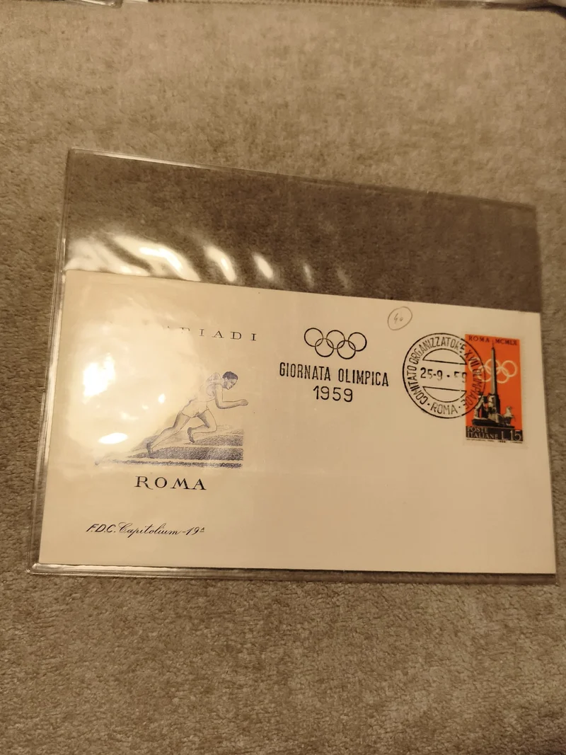Lettre premier jour Rome 1959 Giornata Olimpica FDC Timbre Italie philatélie (Re