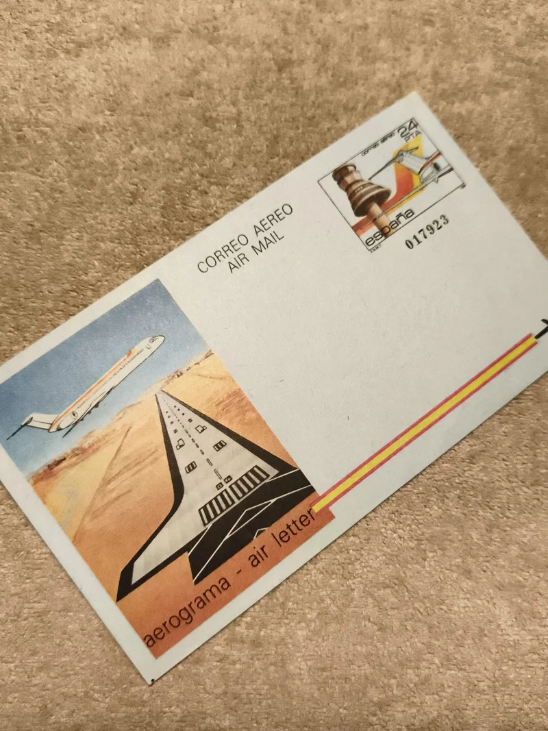 Aerogramme Espagne avion illustré affranchi 24 pts philatélie air mail