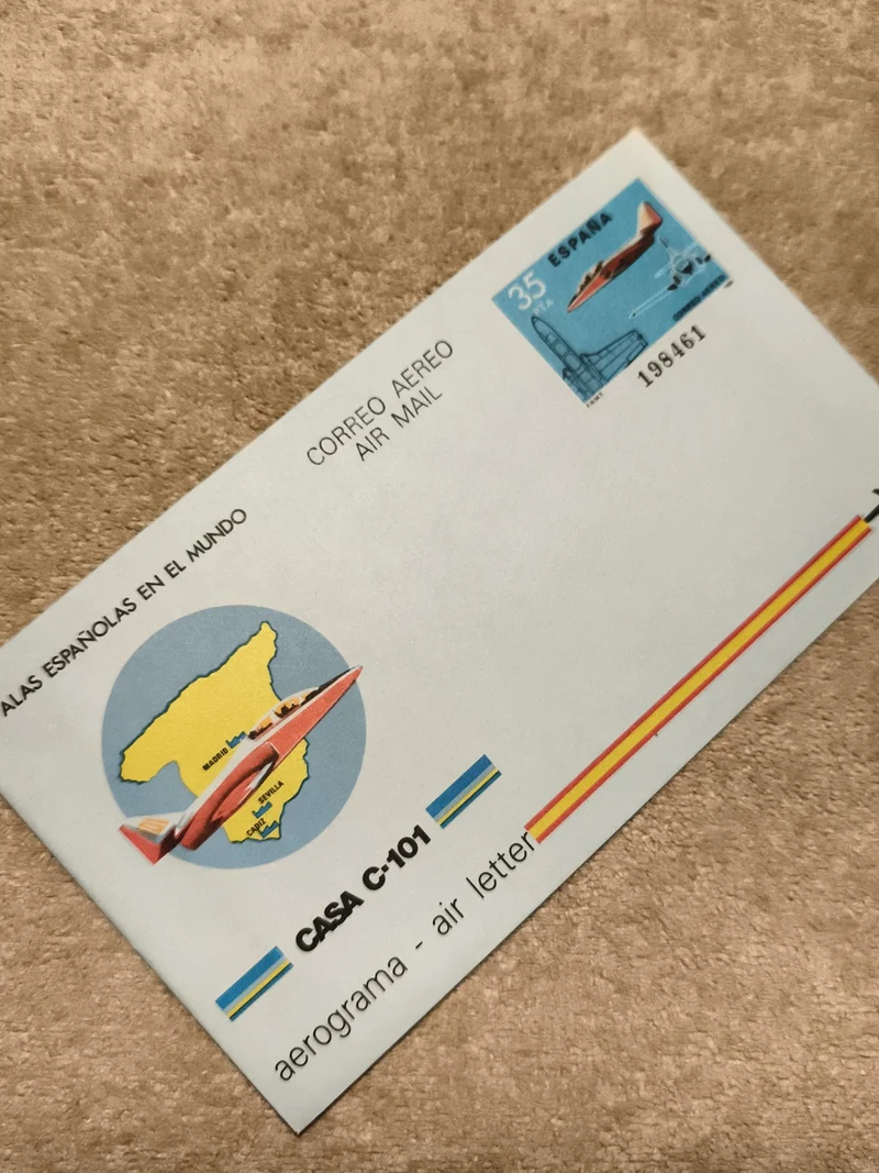 Aerogramme Espagne CASA C-101 avion, 35 PTA, philatélie, air mail, Ref 27