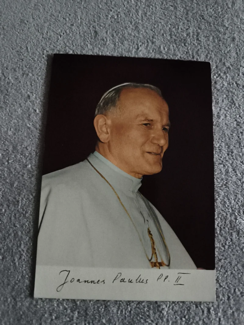 Carte photo pape Jean-Paul II portrait couleur Joannes Paulus II philatélie (Ref