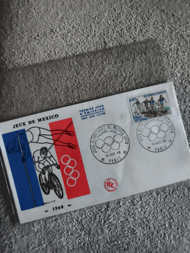 Lettre premier jour Jeux Olympiques Mexico 1968 FDC timbre France sport