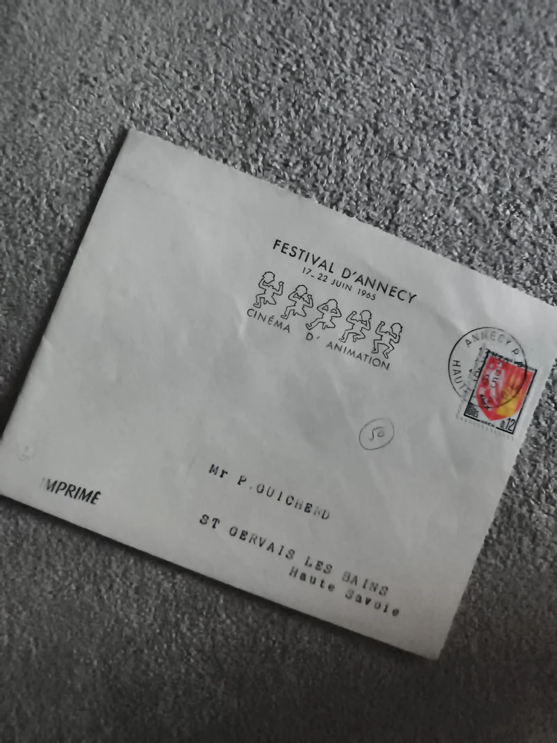 Lettre Festival d’Annecy 1985 cinéma animation oblitérée Haute-Savoie philatélie