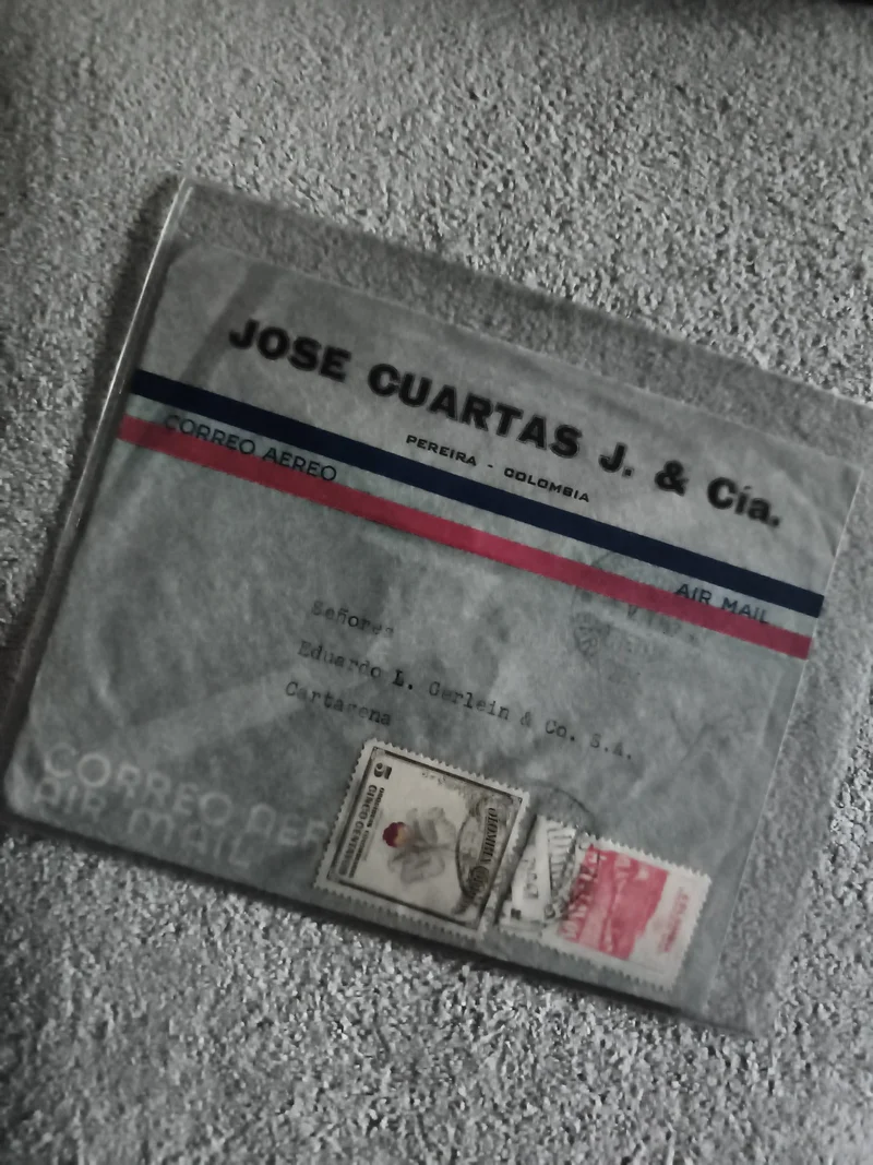 Lettre aérienne Colombie JOSE CUARTAS affranchie timbres airmail philatélie (Ref